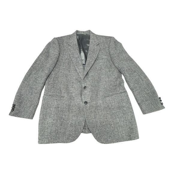 VTG Stafford Harris Tweed Blazer Men 46R Gray Tweed Scottish Wool Classic Preppy - Picture 1 of 10